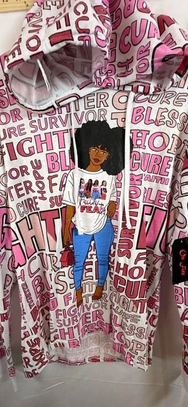 On Fire Womens Hoodie NWT XL Breast Cancer Awareness Survivor Fighter Sweatshirt